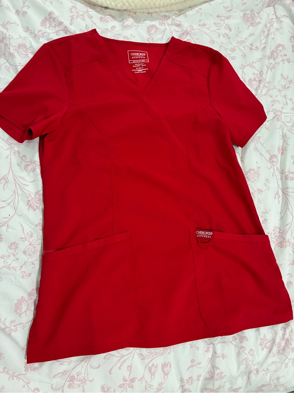 Cherokee Red V-Neck Medical Tunic Top